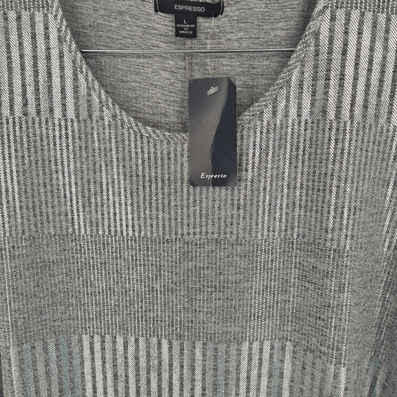 💜 2/$36 💜Espresso Striped Knit T-Shirt Dress in Unworn Condition Size Large - Picture 2 of 7